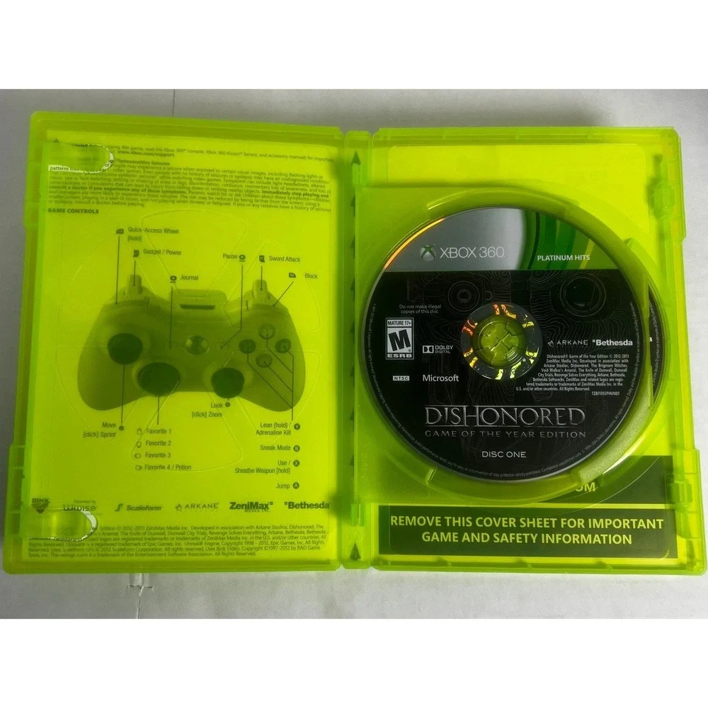 Dishonored Game of the Year Edition Xbox 360 Platinum Hits  CIB ‎ 2-Disc Set